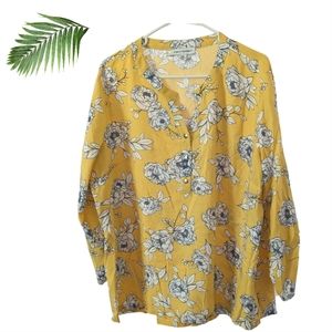 XXL Emily Daniels Top Floral Yellow Navy White